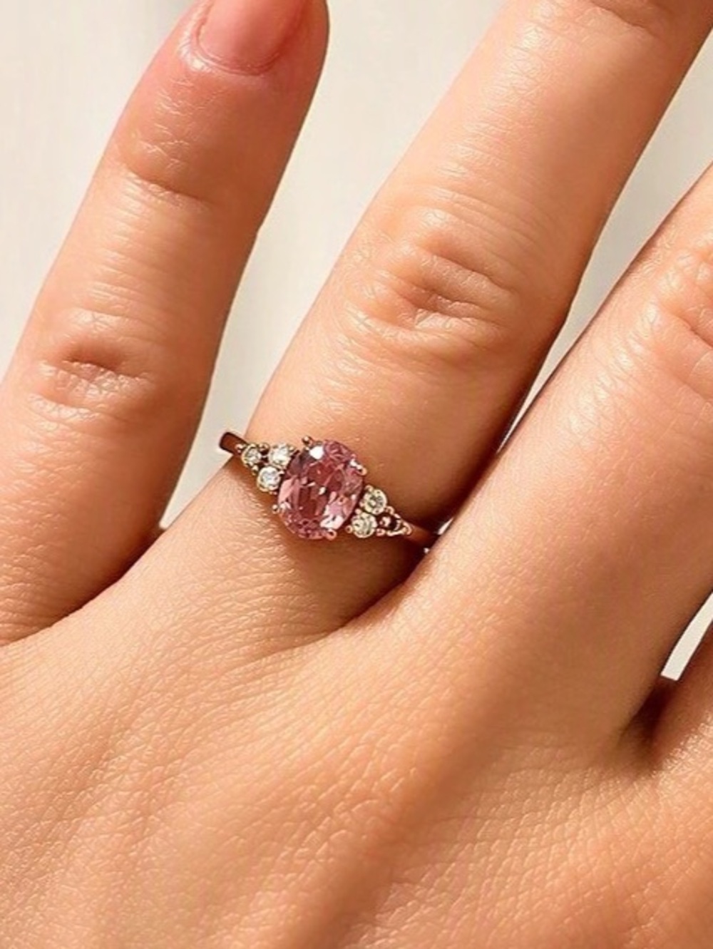 5/$25 Rose Gold Pink Gemstone Ring - Engagement